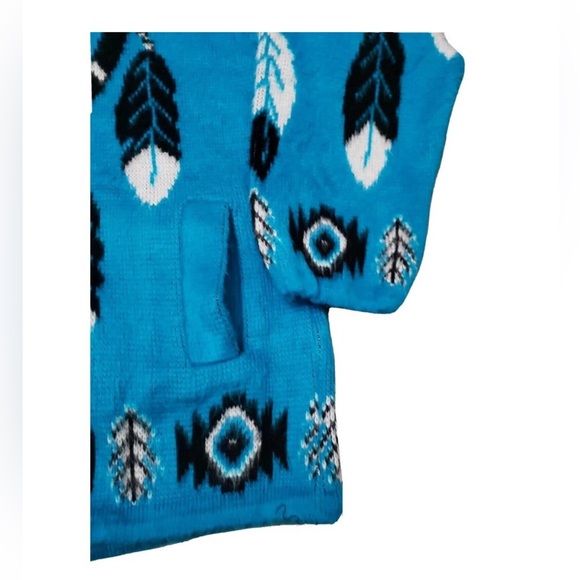 Yari Artesanias M Aztec Native Southwestern Hoodie Alpaca Wool Blanket Sweater - Picture 4 of 8